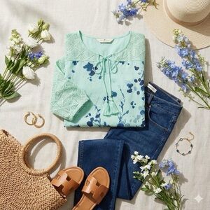 MISSLOOK Mint Green Floral Blouse